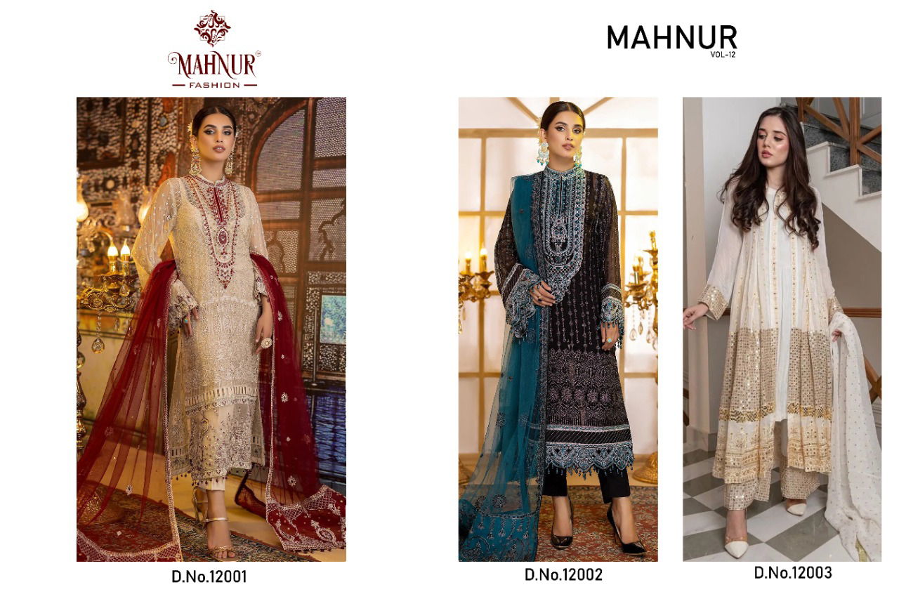 Mahnur Vol 12 Festive Wear Wholesale Georgette Pakistani Salwar Suits Catalog
